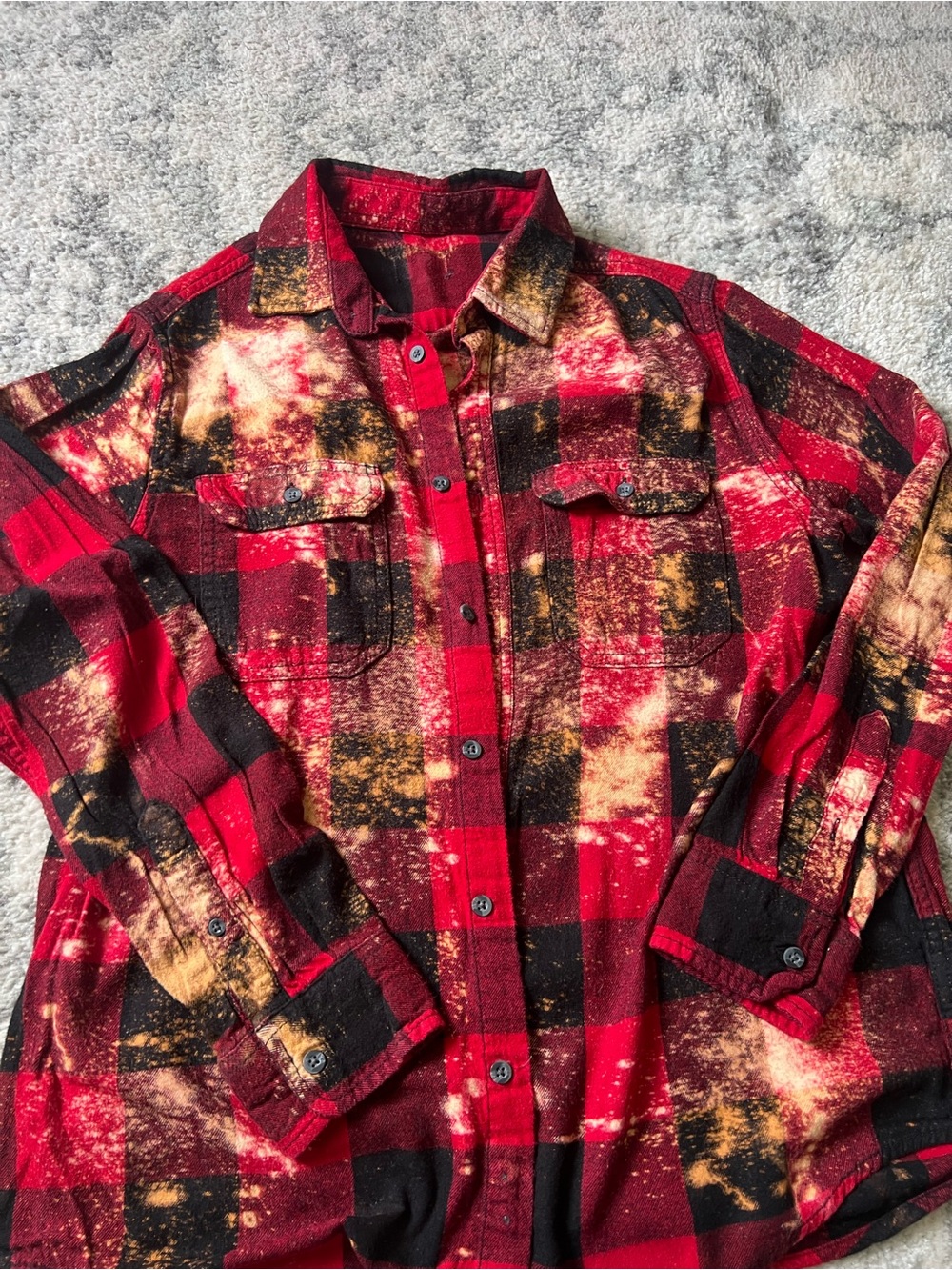 Men's Red and Black Plaid Flannel Jacket